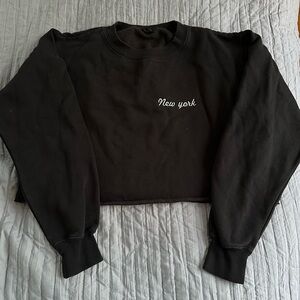 John Galt Black New York Cropped Crewneck
